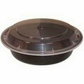 Kariout Tripak 7 in. Round Microwaveable Container Shallow Black Base Combo Pack, 150PK MK0700B